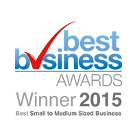 2015 Best Business Awards Best Smaller to Medium Enterprise Winner Logo.